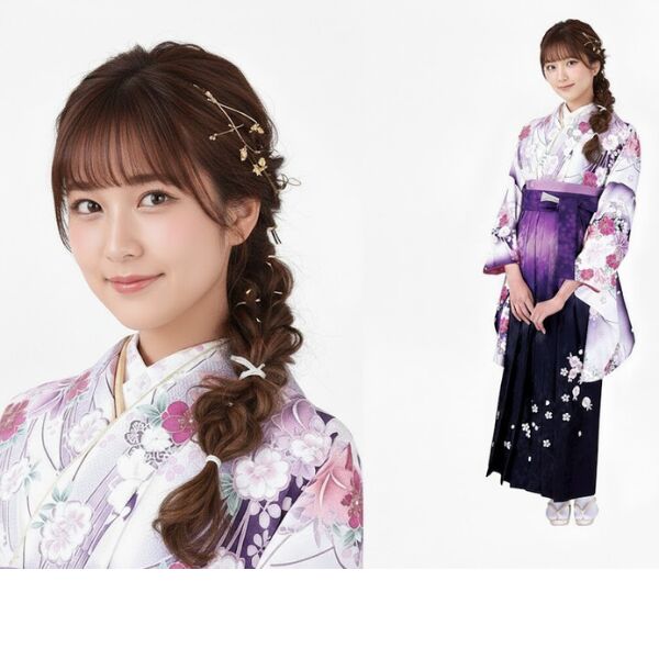 HL2016ピンク地二尺袖とHL紫グラデーション袴