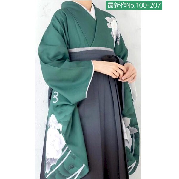 袴レンタル｜2024最新作新品｜グリーン系・袴は人気のグレーにブラックのグラデーション