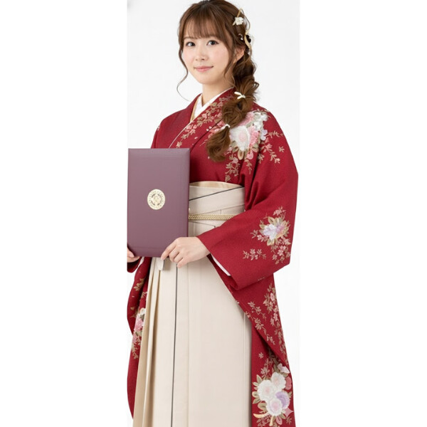 袴レンタル｜赤地｜nakanohoromichi地紋＆袴