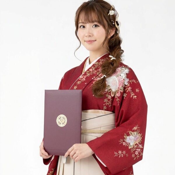 袴レンタル｜赤地｜nakanohoromichi地紋＆袴