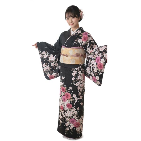 訪問着｜HL｜黒地｜花柄｜結婚式｜七五三No.200-57