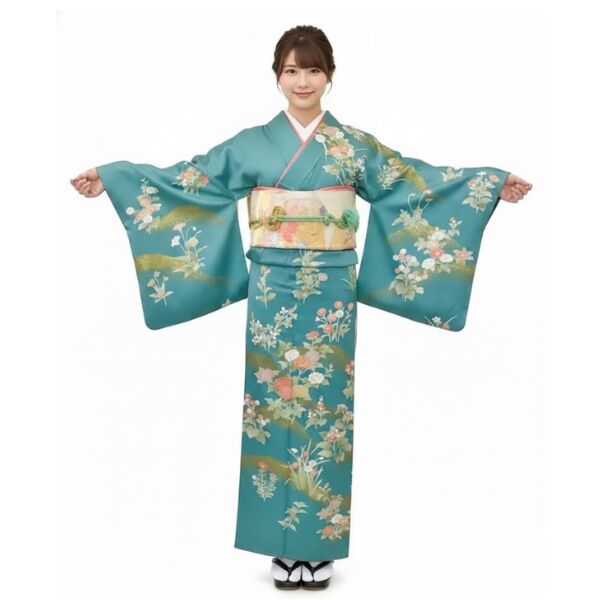 訪問着レンタル｜正絹｜京友禅｜・草花文様