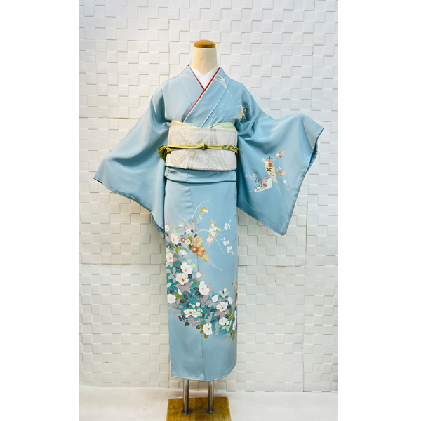 訪問着レンタル｜正絹｜金彩｜作家物｜扇面｜花椿