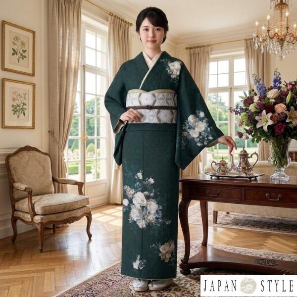 訪問着レンタル｜Japanstyle｜暗い緑地