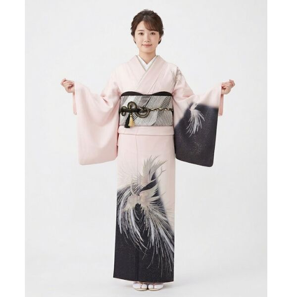 訪問着レンタル｜正絹｜孔雀文様｜金彩｜鈴乃屋｜No.200-80