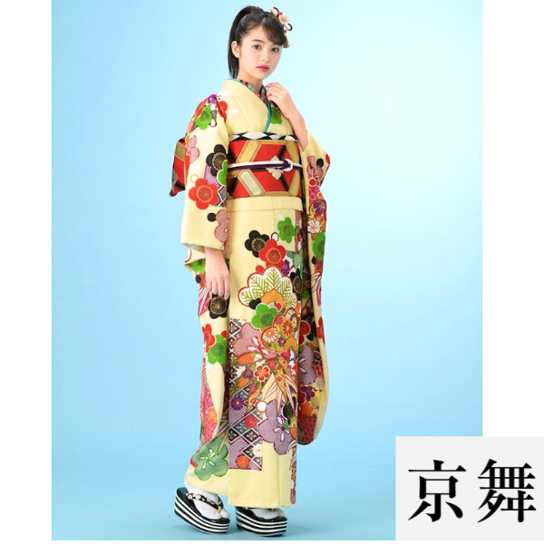 成人式振袖レンタル｜新品｜京舞ブランド｜明るい黄色・京友禅